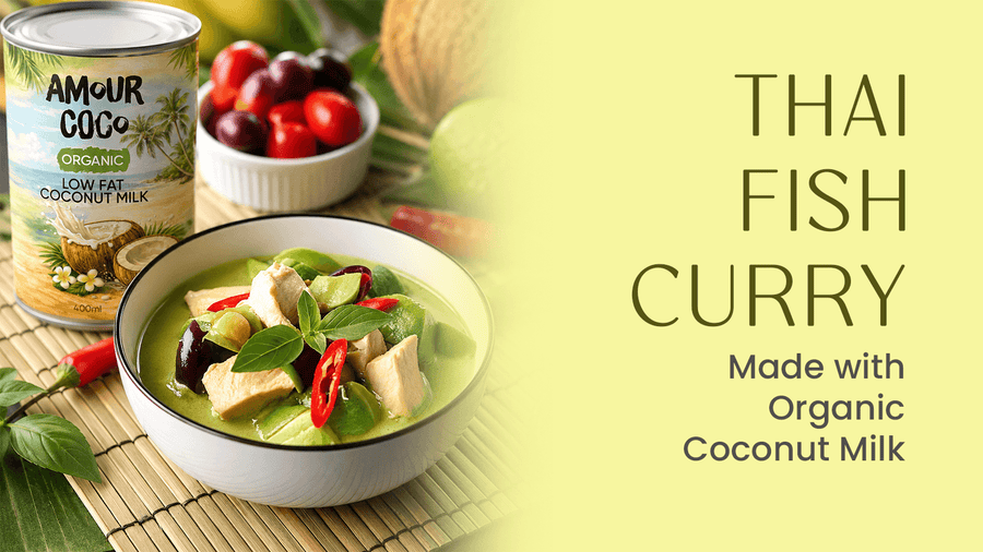 Coconut milk Thai fish curry Choo Chee Pla made with AmourCoco Coconut Milk